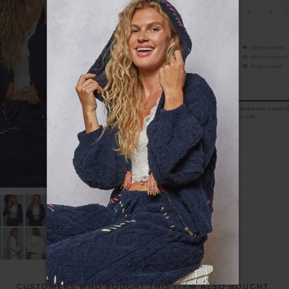 POL Chenille Hooded Sweater + Pants (Set) - Navy - Picture 3 of 11